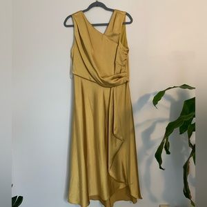 Mustard gold Satin Macys MIDI Party dress